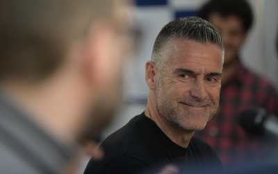 Carreras ahir a la Sala VIP de la Nova Creu Alta durant la tertúlia arlequinada | Roger Benet